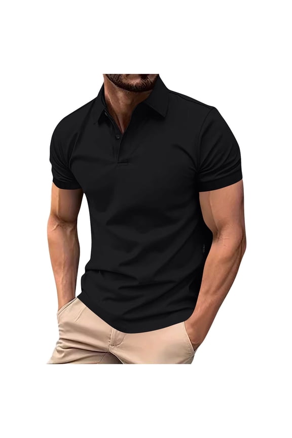 Mens Shirts Quick Dry Performance Short Sleeve Solid Casual Summer Shirts Black 3XL