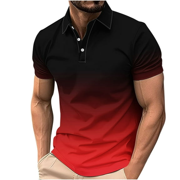 Chiccall Mens Shirts Summer Casual Gradient Short Sleeve Button Performance Shirts Multicolor