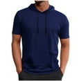 thumbnail image 1 of Chiccall Mens Short Sleeve Mesh Hoodie with Kangaroo Pocket Plus Size Drawstring Hooded Shirts Casual Workout Athletic Summer Tops Navy 4XL, 1 of 6