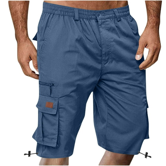 Chiccall Mens Shorts Fashion Multi-Pocket Zipper Button Elastic Waistband Cargo Shorts