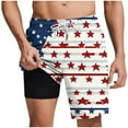 thumbnail image 1 of Chiccall Mens Shorts Independence Day Flag Printed Shorts Elastic Waist Drawstring Summer Beach Swim Trunks with Pockets, 1 of 6