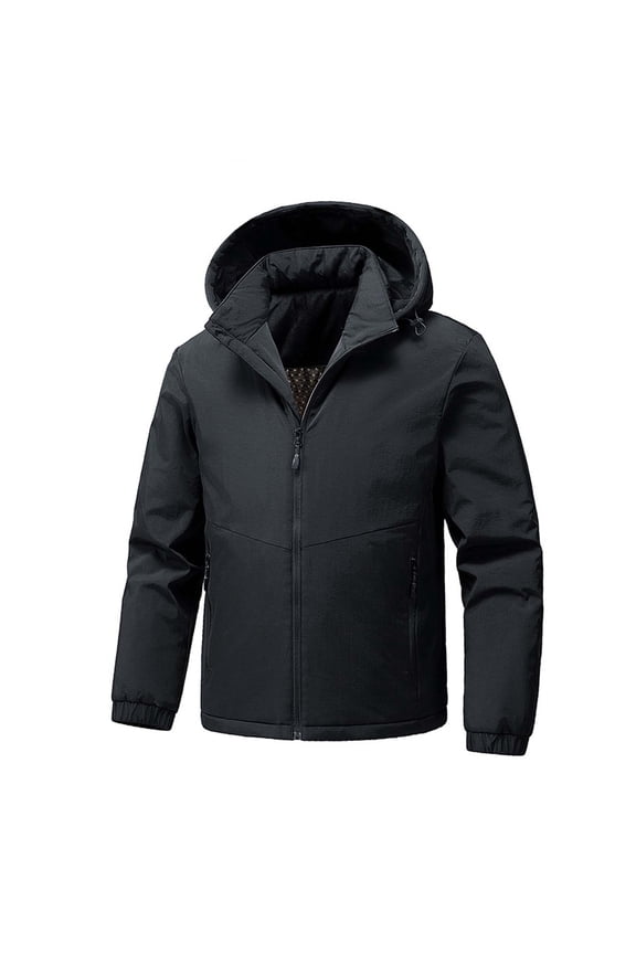 Mens Ski Hiking Puffer Jackets Winter Outdoor Padded Jacket Vintage Thickened Active Warm Full Zip Hooded Coat