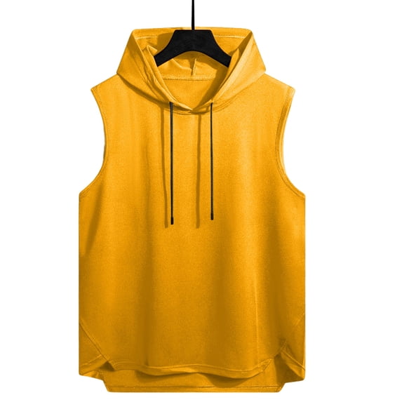 Chiccall Mens Sleeveless Hoodies Soft Comfy Cut Off Hooded Tank Top Lightweight Stretch Workout Casual Drawstring Pullover Shirts
