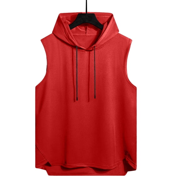 Chiccall Mens Sleeveless Hoodies Soft Comfy Cut Off Hooded Tank Top Lightweight Stretch Workout Casual Drawstring Pullover Shirts