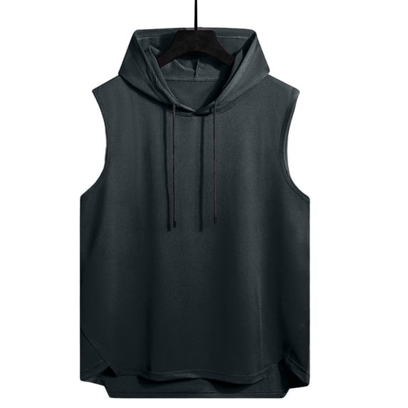 Chiccall Mens Sleeveless Hoodies Soft Comfy Cut Off Hooded Tank Top Lightweight Stretch Workout Casual Drawstring Pullover Shirts