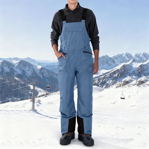 Chiccall Mens Snow Bibs Waterproof Windproof Snow Pants Warm Insulated Skiing Snowboard Overalls Winter Snowsuits with Zipper Pockets