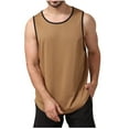 thumbnail image 1 of Chiccall Mens Solid Loose Muscle Tank Tops Casual Lightweight Sleeveless Round Neck Gym Workout Shirts Khaki, 1 of 5