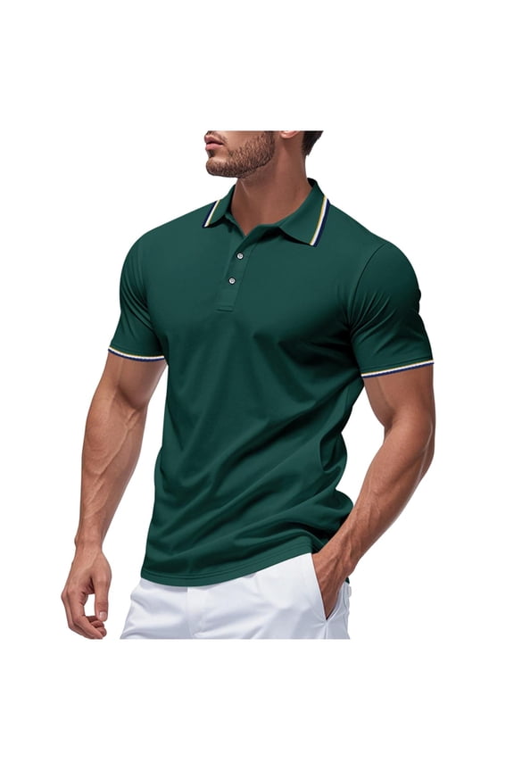 Mens Solid Mesh Shirts Summer Casual Short Sleeve Performance Button Tee Tops Army Green