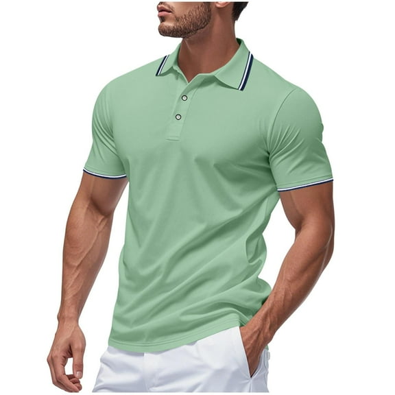 Chiccall Mens Solid Mesh Shirts Summer Casual Short Sleeve Performance Button Tee Tops Green