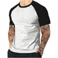 thumbnail image 1 of Chiccall Mens Summer Tops Casual Raglan Short Sleeve Crew Neck Tees Colorblock Stretch Athletic Gym Shirts, 1 of 6