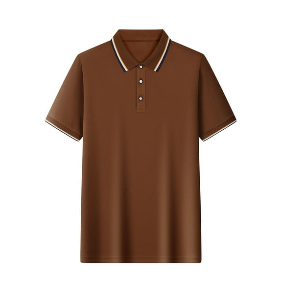 Chiccall Mens Summer Tops Plus Size Casual Quick-dry Performance Shirts Short Sleeve Button up Striped Collar Shirts