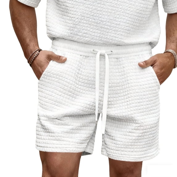 Chiccall Mens Sweat Shorts Casual Stretch Elastic Waist Textured Workout Gym Short Beach Running Shorts with Pocket