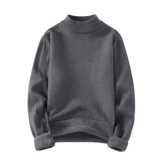 Chiccall Mens Sweaters Fleece Lined Long Sleeve Turtleneck Knitted Sweater Soft Warm Velvet Pullover