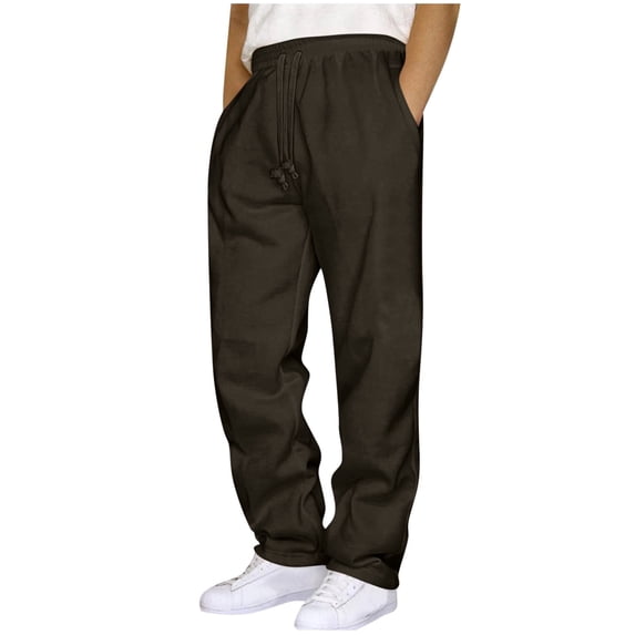 Chiccall Sweatpants for Men Fleece Open Bottom Wide Leg Casual Baggy Pants Fashion Elastic Waisted Drawstring Lounge Workout Joggers with Pockets