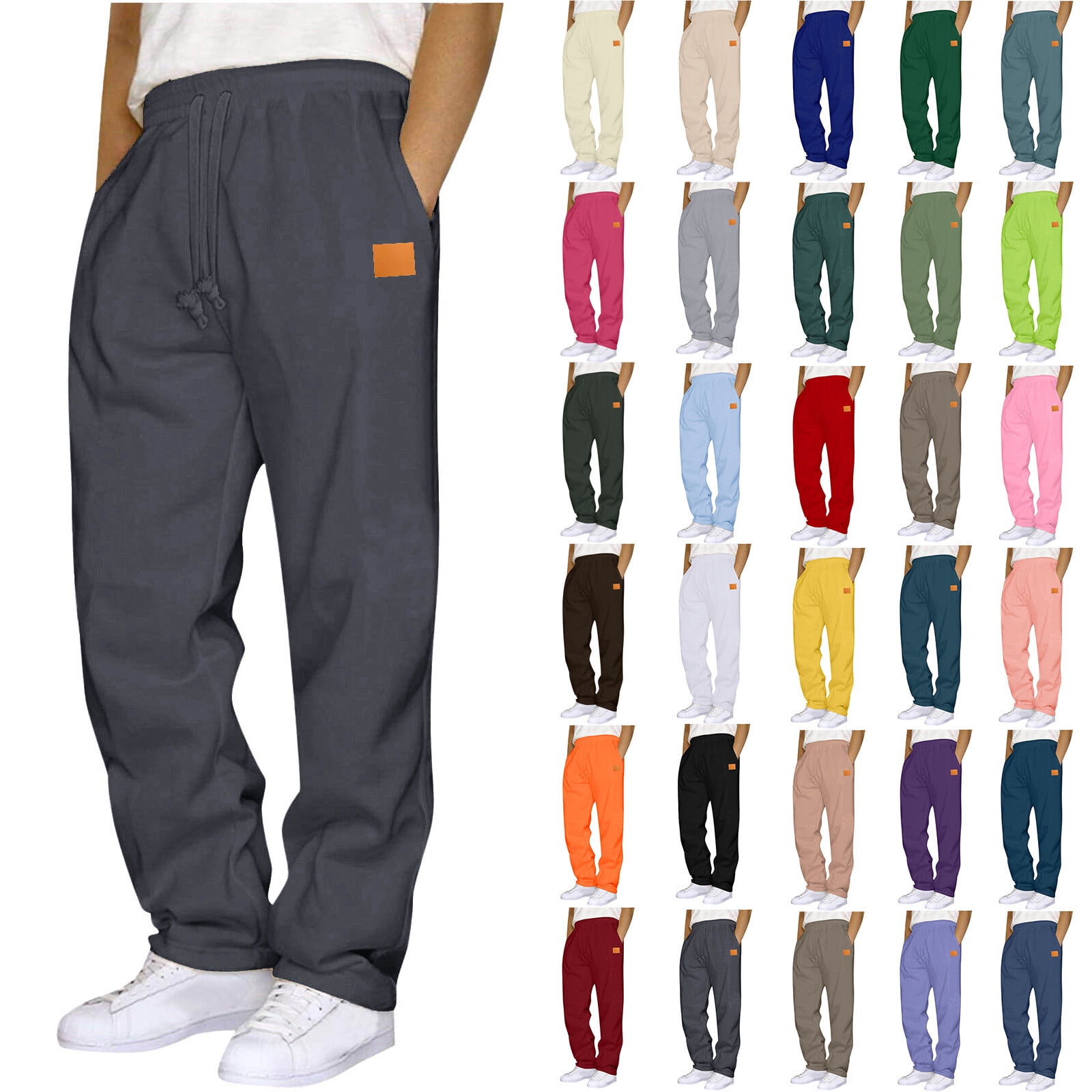 Chiccall Sweatpants for Men Fleece Open Bottom Wide Leg Casual Baggy ...