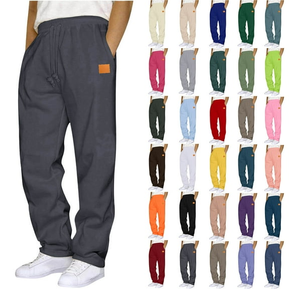 Chiccall Sweatpants for Men Fleece Open Bottom Wide Leg Casual Baggy Pants Fashion Elastic Waisted Drawstring Lounge Workout Joggers with Pockets