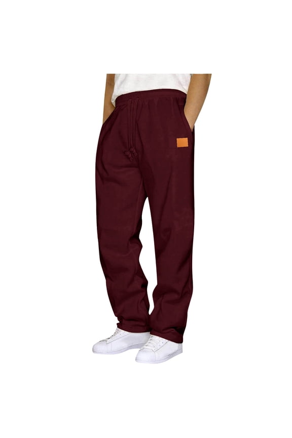 Sweatpants for Men Fleece Open Bottom Wide Leg Casual Baggy Pants Fashion Elastic Waisted Drawstring Lounge Workout Joggers with Pockets