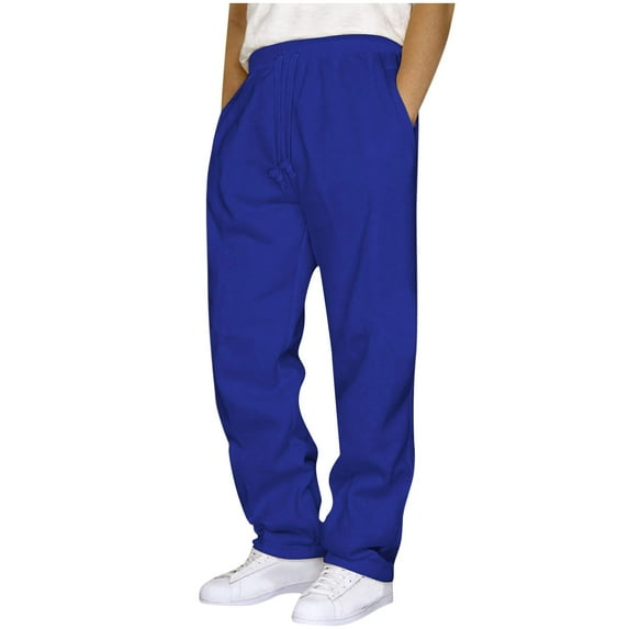 Chiccall Mens Sweatpants with Pockets - Fashion Joggers Sports Pants Long Trousers Sweatpants for Men, Open Bottom, Blue
