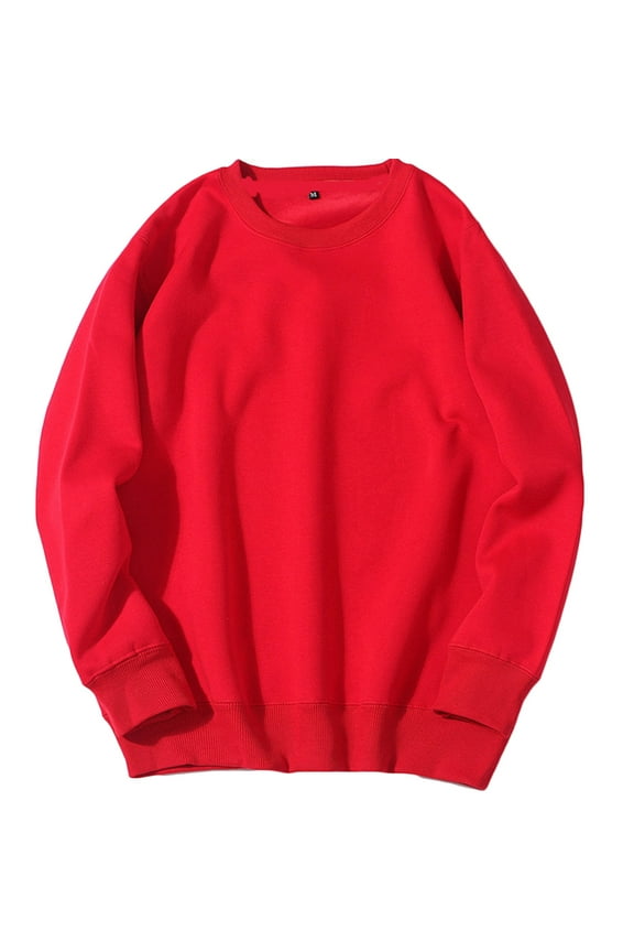 Mens Fleece Sweatshirts Crew Neck Long Sleeve Casual Loose Athletic Lightweight Fall Pullover Tops for Men