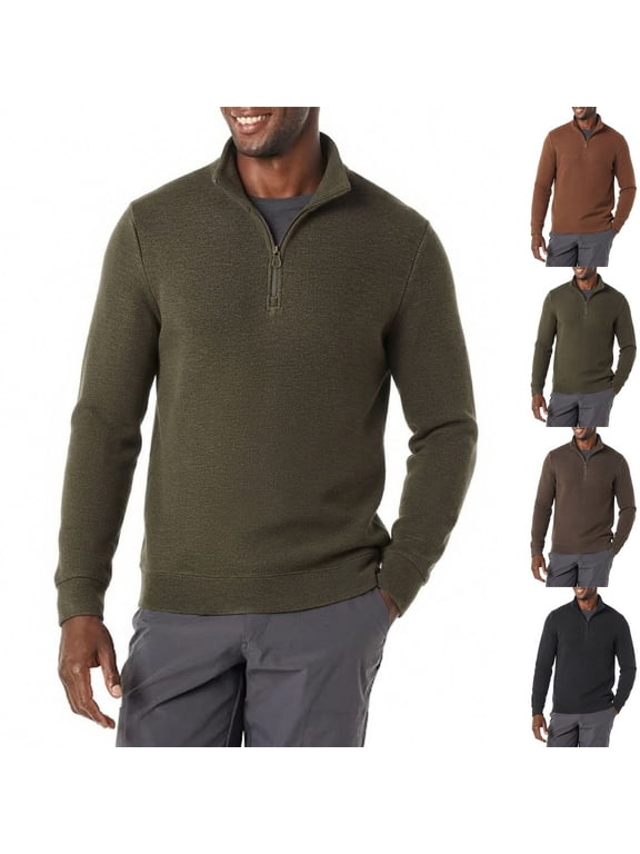 Mens Sweatshirts Mock Neck Long Sleeve Solid Pullover Tops Fashion Casual Quarter Zip Sweatshirts
