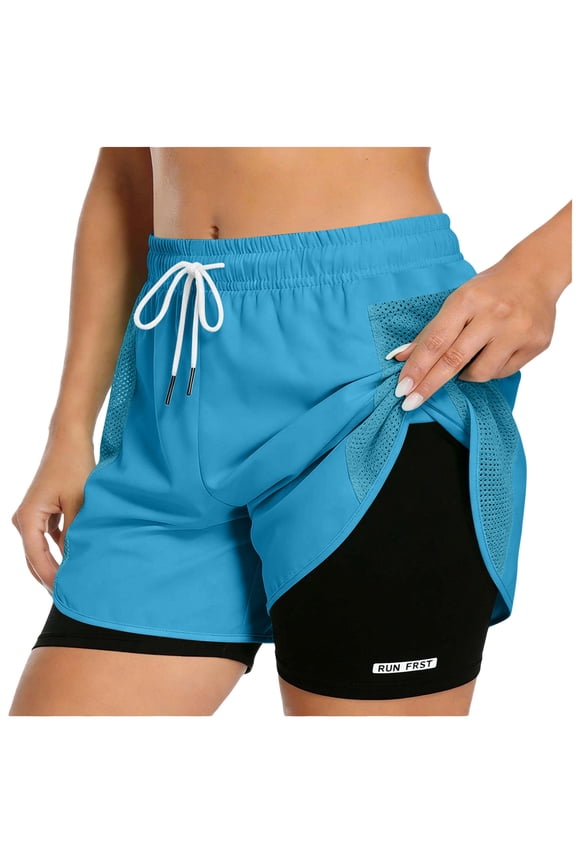 Mens Swim Trunks Athletic with Compression Liner Quickly Dry Breathable Straight Leg Thin Drawstring Elastic Waist Swimsuit Shorts S-3XL