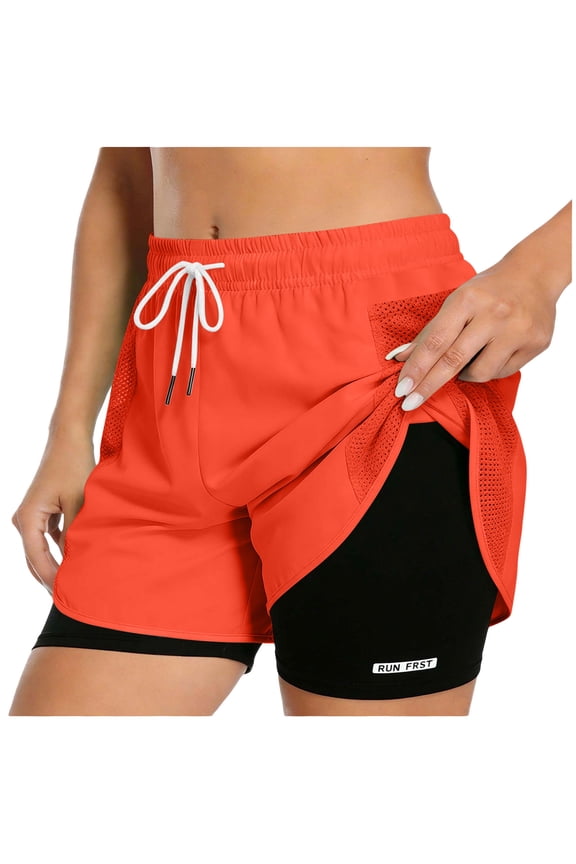 Mens Swim Trunks Athletic with Compression Liner Quickly Dry Breathable Straight Leg Thin Drawstring Elastic Waist Swimsuit Shorts S-3XL