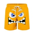 thumbnail image 1 of Chiccall Mens Swim Trunks Quickly Dry Plus Size Funny Face Print Drawstring Elastic Waist Loose Straight Leg Loose Breathable Beach Vacation Swimwear Shorts, 1 of 4