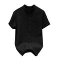 thumbnail image 1 of Chiccall Mens Textured Button up Shirts Short Sleeve Casual Summer Beach Vacation Stylish Shirt Tops Black3XL, 1 of 5