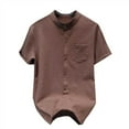 thumbnail image 1 of Chiccall Mens Textured Button up Shirts Short Sleeve Casual Summer Beach Vacation Stylish Shirt Tops CoffeeM, 1 of 5