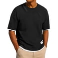 thumbnail image 1 of Chiccall Mens Textured T Shirts Fashion Knitted Colorblock Tee Casual Crew Neck Short Sleeve Pullover Tops with Patch, 1 of 7