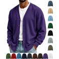 thumbnail image 1 of Chiccall Mens V Neck Cardigan Sweaters Vintage Stretch Long Sleeve Button Down Casual Business Sweaters, 1 of 6