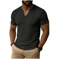 thumbnail image 1 of Chiccall Mens V Neck Tees Textured Short Sleeve Solid T Shirts Summer Casual Tops, 1 of 5