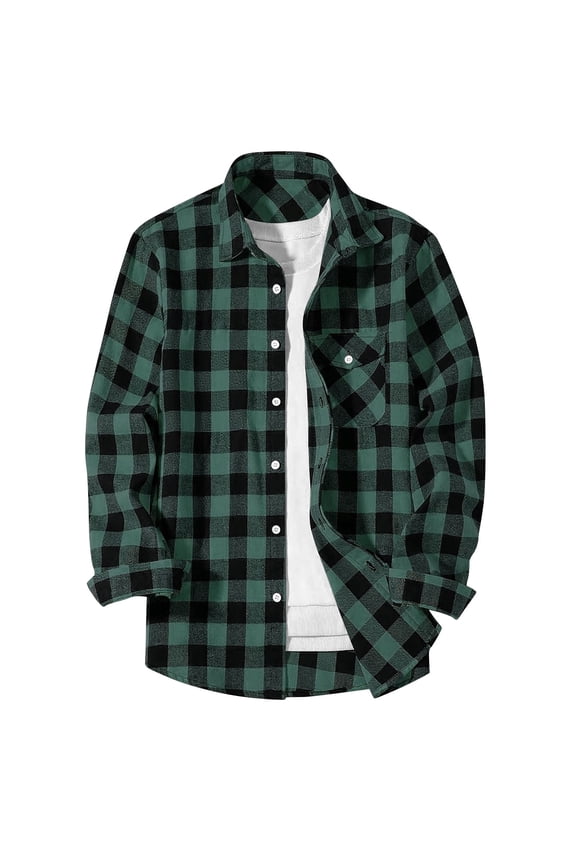Mens Vintage Flannel Shirts Classic Plaid Button Down Shirts Casual Comfy Long Sleeve Lapel Fall Fashion 2025 Tops