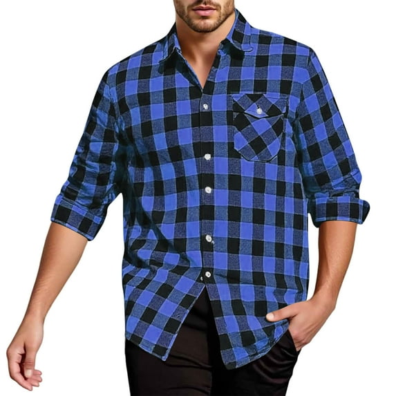 Chiccall Mens Vintage Flannel Shirts Classic Plaid Button Down Shirts Casual Comfy Long Sleeve Lapel Fall Fashion 2025 Tops