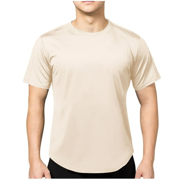 Chiccall Mens Workout Gym T-Shirts Fashion Casual Solid Crew Neck Short Sleeve Summer Tops