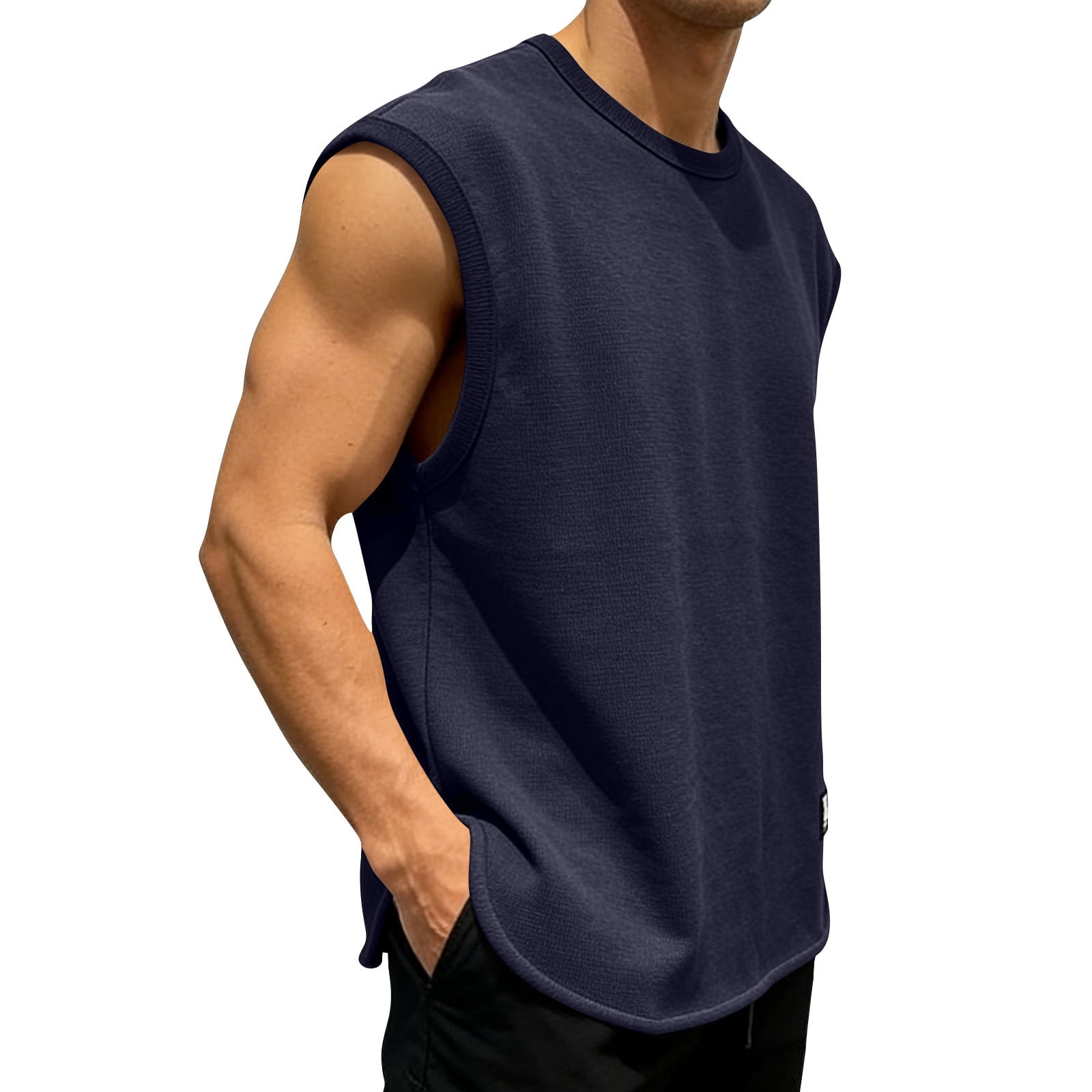 Chiccall Mens Workout Tank Tops Plus Size Cotton Crew Neck Lightweight ...