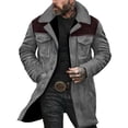 thumbnail image 1 of Chiccall Mens Zip Up Snap Cargo Overcoat Notched Collar One Breasted Pea Coat Windbreaker Trench Overcoat with Multiple Pockets, 1 of 6
