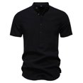 thumbnail image 1 of Chiccall Mens Zipper Shirts Casual Short Sleeve Textured Stylish Summer Tee Tops Black L, 1 of 5