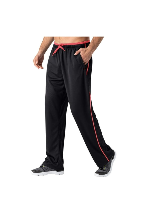 Mesh Sweatpants for Men Quick Dry Running Workout Open Bottom Joggers Loose Fit Elastic Waist Drawstring Lounge Trousers Colorblock Pants with Pockets