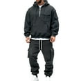 thumbnail image 1 of Chiccall Oversized Cargo Track Suits For Men 2 Piece Quarter Zip Hoodies & Sweatpants Set Casual Running Jogging Sports Suits, 1 of 8