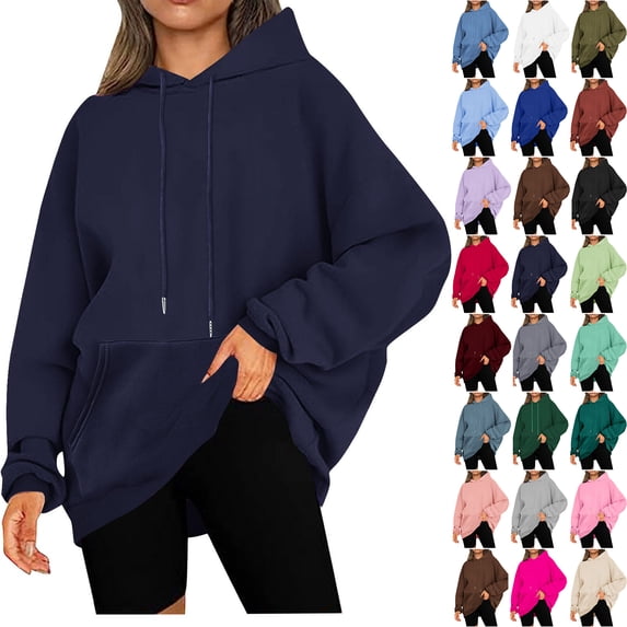 Chiccall Oversized Hoodies for Women Plus Size Drawstring Hooded Sweatshirt Loose Fit Casual Pocket Pullover Tops