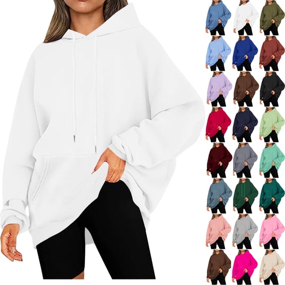 Chiccall Oversized Hoodies for Women Plus Size Drawstring Hooded Sweatshirt Loose Fit Casual Pocket Pullover Tops
