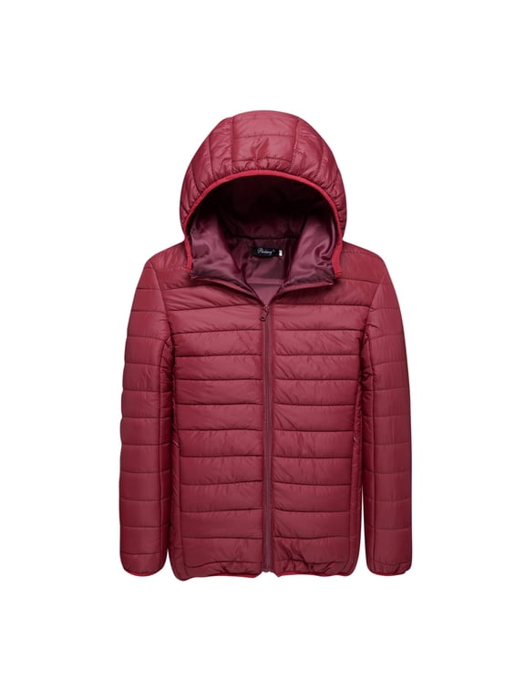 Up to 65 off!Chiccall Plus Size Puffer Jackets for Men, Solid Lightweight Packable Hooded Jacket Insulated Winter Coat for Snow Ski Traveling,on Clearance
