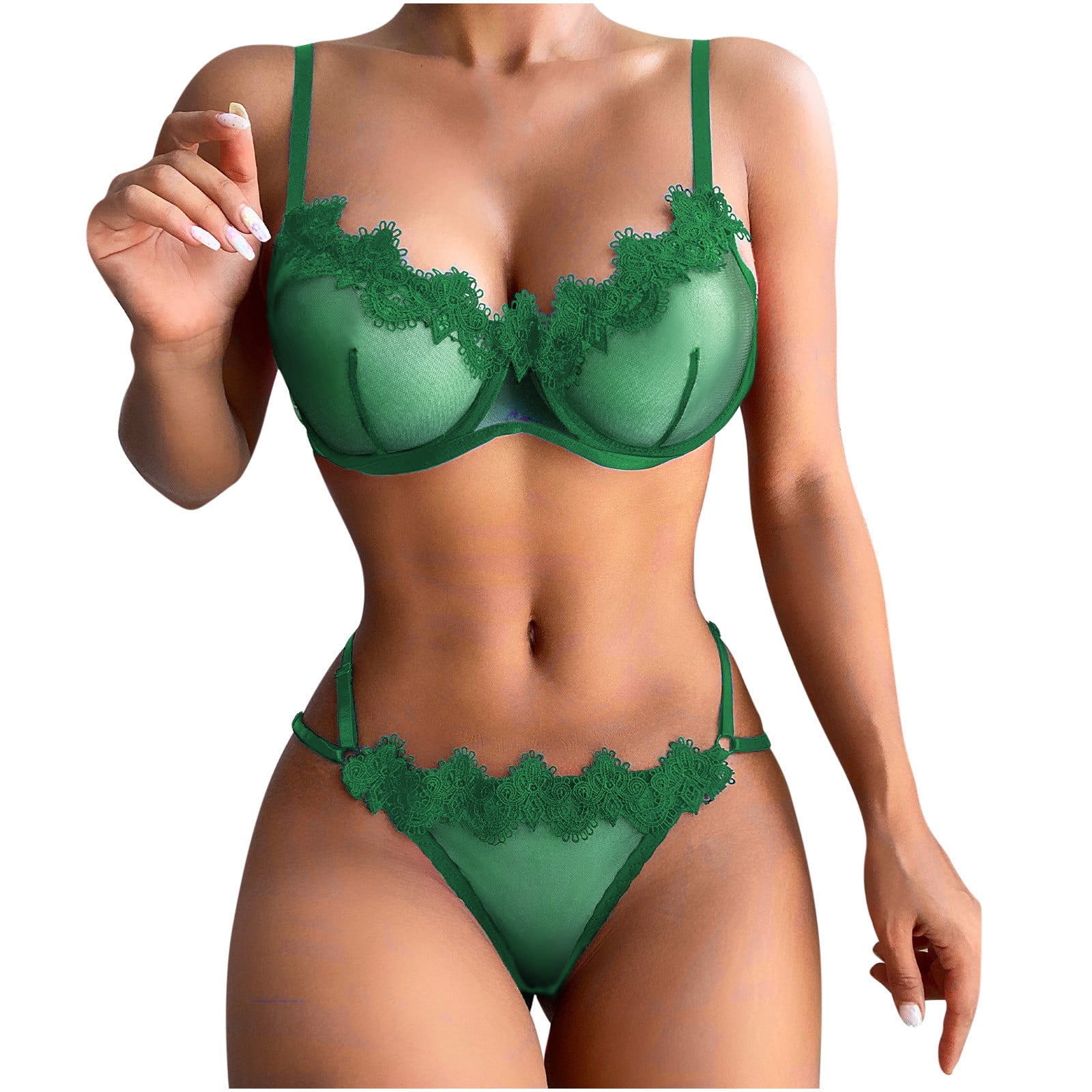 Chiccall Sexy Lingerie for Women,Plus Size Exotic Floral Lace Lingerie  Set,Two Piece Sexy Bra and Panty Sets Christmas Valentine Holiday Gift on  Clearance - Walmart.com