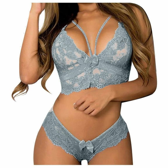 Chiccall Sexy Lingerie for Women,Floral Lace Lingerie Set,Two Piece Sheer Matching Bra and Panty Set Christmas Valentine Holiday Gifts