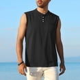 thumbnail image 1 of Chiccall Sleeveless Beach Shirts for Men Summer Tank Shirts Casual Lightweight Quarter Button Cotton Tank Top, 1 of 5