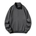 thumbnail image 1 of Chiccall Mens Stand Up Collared Sweatshirts Solid Long Sleeve Quarter Zip Mock Neck Casual Loose Tops, 1 of 7