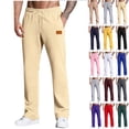thumbnail image 1 of Chiccall Straight Leg Sweatpants for Men Casual Solid Comfy Trousers Elastic Waist Drawstring Open Bottom Joggers with Pockets, 1 of 6
