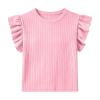 thumbnail image 1 of Chiccall Summer Girls Tank Tops Ribbed Solid Color Casual Comfy Sleeveless T Shirts Round Neck Ruffle Sleeve Thick Strap Undershirts Fashion Shirts for Kids, 1 of 6