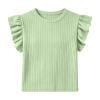 Chiccall Summer Girls Tank Tops Ribbed Solid Color Casual Comfy Sleeveless T Shirts Round Neck Ruffle Sleeve Thick Strap Undershirts Fashion Shirts for Kids